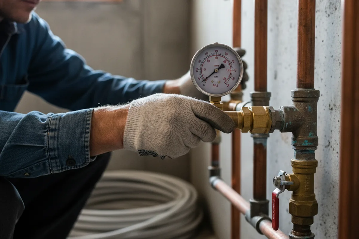 Pressure testing a repaired line during Water Line Repair in Rosemead
